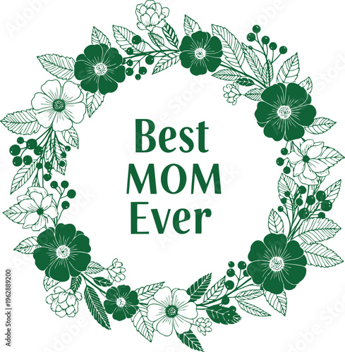 Beautiful handwritten happy mothers day greeting with decorative ribbon design