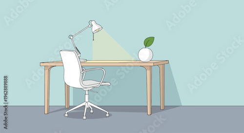 Office Chair and Wooden Desk Setup.