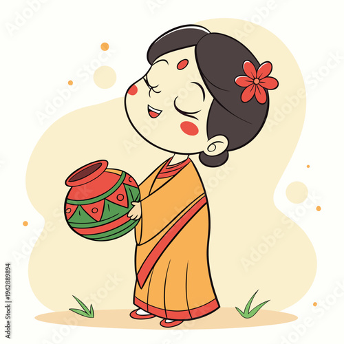 cute girl with pitcher