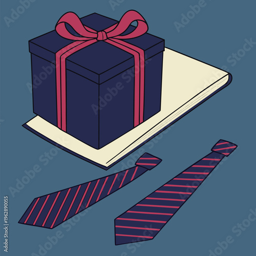 Elegant gift box paired with a neatly tied tie on a sleek surface showcasing professional sophistication and thoughtful presentation