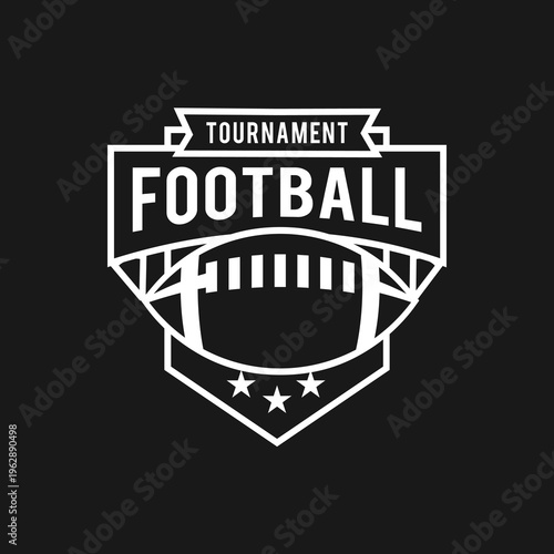American Football Tournament Logo Emblem Design with Geometric Shield and Stars