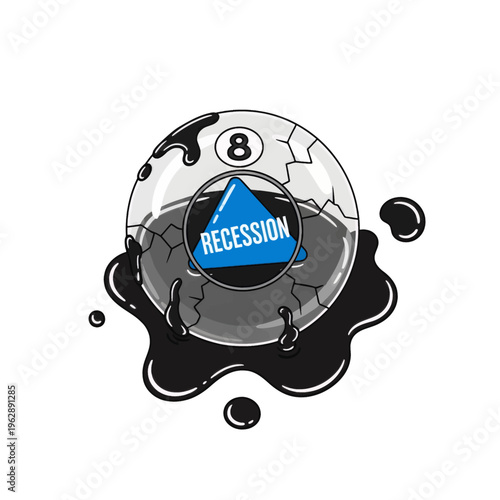 Recession Prediction 8 Ball Crystal Ball Graphic Illustration Economic Forecast Future Uncertainty Financial Outlook Business Analysis Stock Market