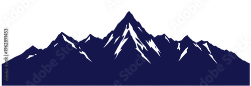 blue mountain silhouette with alpine peaks and snow caps panoramic vector landscape ideal for outdoor adventure travel branding and nature design