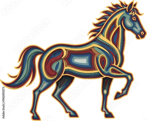 Abstract Colorful Horse Artistic Modern Illustration Design
