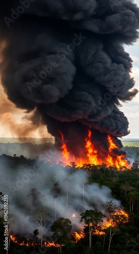 Devastating Wildfire Consumes Forest - A Catastrophic Environmental Disaster.