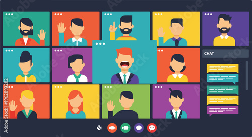 A group of people in individual screens, a video call