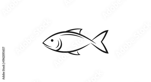 Fish Icon Black Line Drawing.