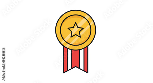 Golden star award ribbon icon.