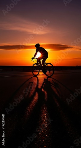 Silhouette of a cyclist riding at sunset, capturing the essence of freedom.