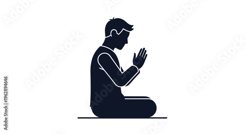 Man in Prayer Silhouette Icon.