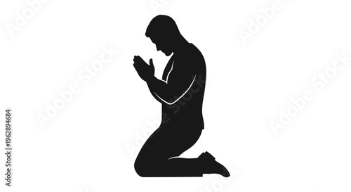 Man Kneeling in Prayer Silhouette.