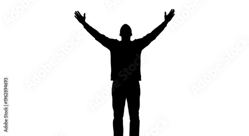 Man standing with arms raised 1.