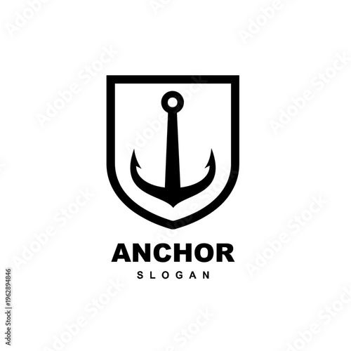 Tableau sur toile Anchor Shield Logo Icon Design Vector Template for Maritime and Security Brandin