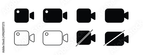 video camera vector icon. Video call and camera off icon set in generic style
