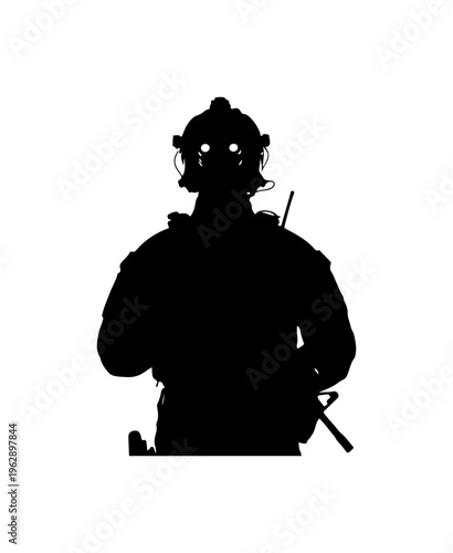 Silhouette of Tactical Operator with Gear