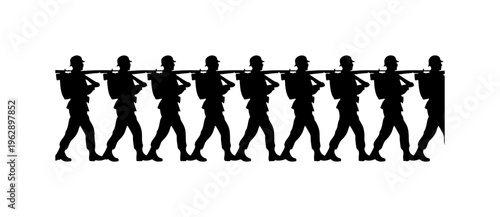 Military Team Carrying Heavy Log Together