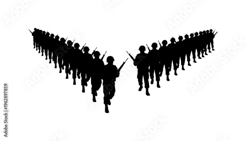 Divided Military Formation Vector Illustration