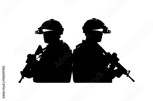 Silhouette Soldiers with Modern Rifles