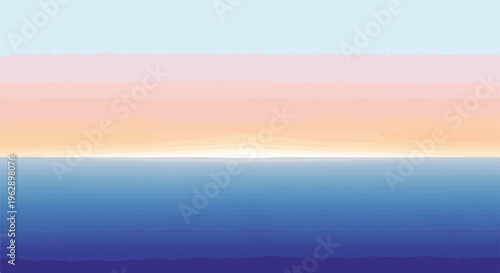 A layered landscape. Layers of water and sky create a serene abstract scene