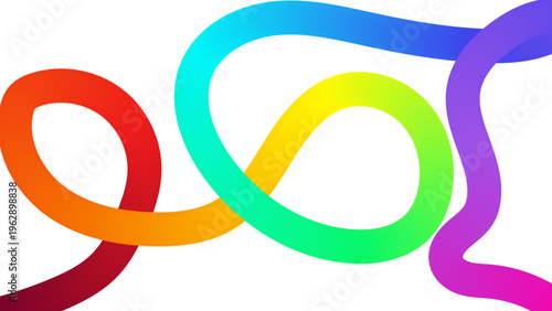 Colorful rainbow ribbons intertwined in a loop