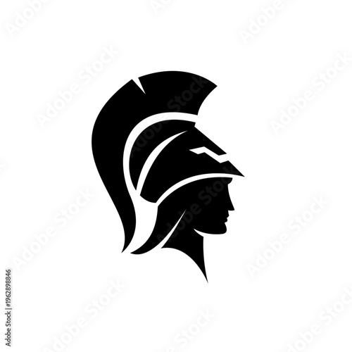 Spartan Warrior Helmet Profile Silhouette Logo Icon