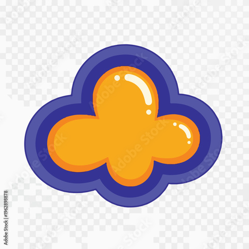 A colorful cartoon illustration of a cloud with orange and blue hues