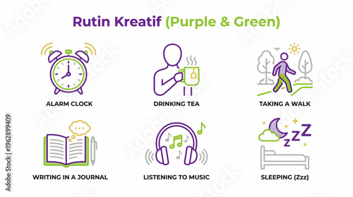 A colorful infographic illustrating a daily routine checklist