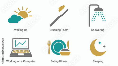 A person goes through daily routines and activities