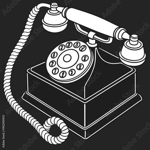 Vintage rotary telephone resting on a wooden box with a nostalgic and classic design aesthetic