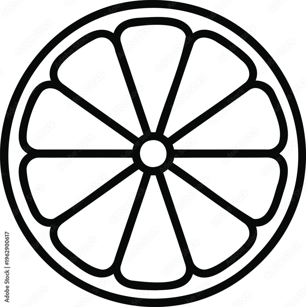 Obraz premium A geometric pattern featuring a circle divided into petal-like segments with intersecting lines Vector, illustration
