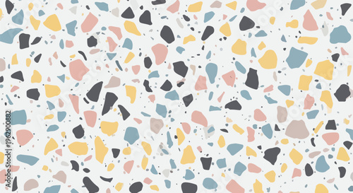 A pastel terrazzo pattern with irregularly shaped stone fragments