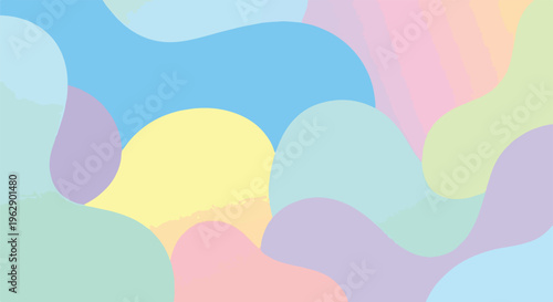 A pastel-colored abstract design with soft, flowing organic shapes