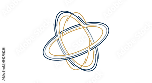 Abstract Interlocking Orbital Rings Design Element