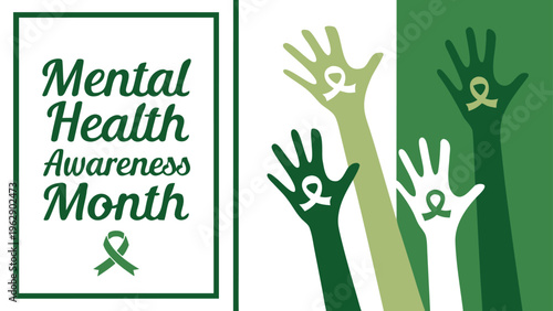 People raising hands together to support mental health awareness during may’s special observance month campaign