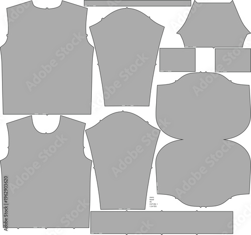 Foto Technical Sewing Pattern Template for Men's Long Sleeve Hoodie and Apparel Const