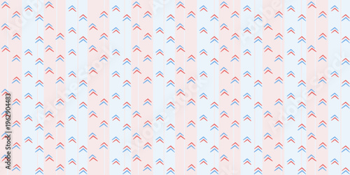 Minimal seamless pattern of small arrows pointing upward in soft pastel tones on a striped background.