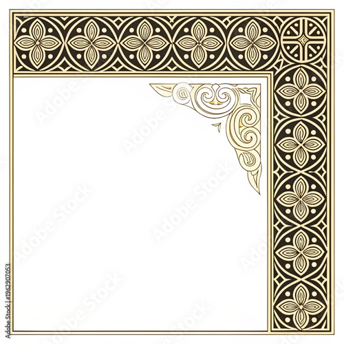 Ornate golden border with intricate floral patterns on a white background