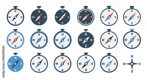 Collection of various stopwatch icons in different colors and styles