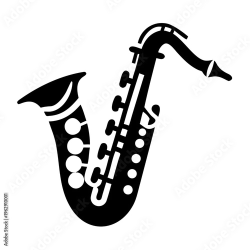 saxophone silhouette icon illustration for music jazz instrument and live performance design