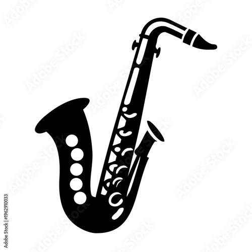 tenor saxophone silhouette icon illustration for music jazz instrument and performance design