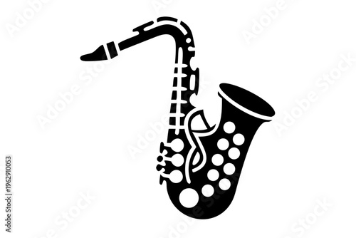 alto saxophone silhouette illustration for music jazz instrument and performance design