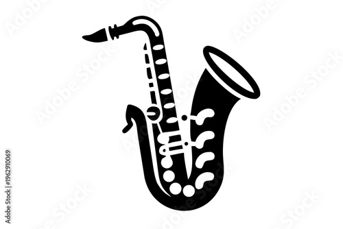 alto saxophone silhouette illustration for music jazz instrument and performance design