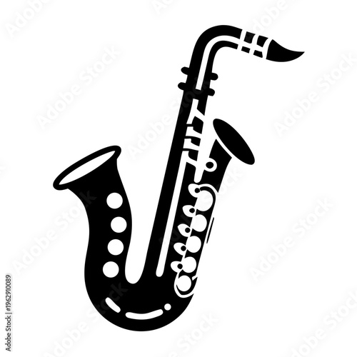 tenor saxophone silhouette icon illustration for music jazz instrument and performance design