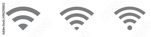 Grey wifi signal icons on a white background for network connection