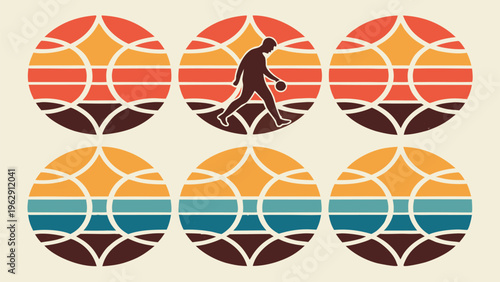 Six vibrant circular designs each featuring colorful gradient bands and a subtle geometric pattern at their core