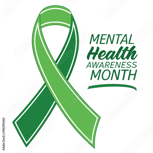 Awareness ribbon symbolizing mental health observance during designated month of support and understanding