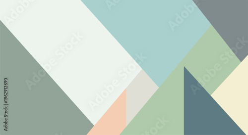 A geometric composition with overlapping pastel color blocks