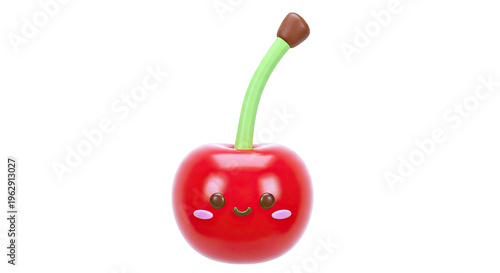 Cute Kawaii Cherry with Smiling Face