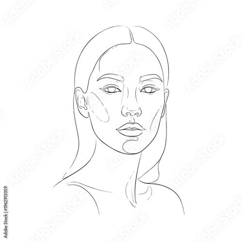 A minimalist illustration of a woman's face in a line drawing style