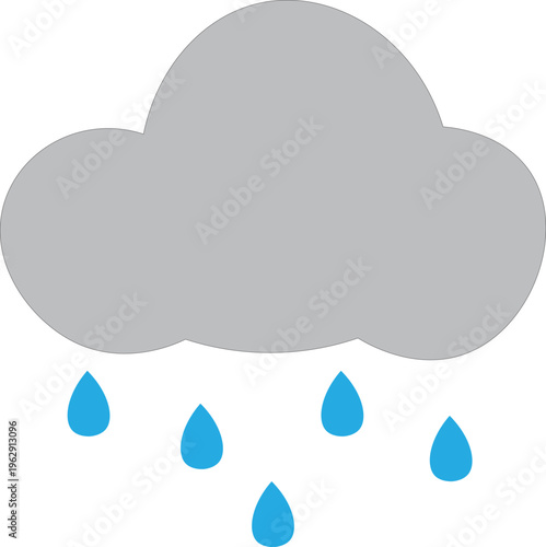 Rain Cloud With Water Drops Falling.